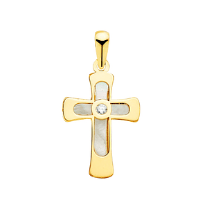 Cruz Oro 18k con nacar y circonita 
