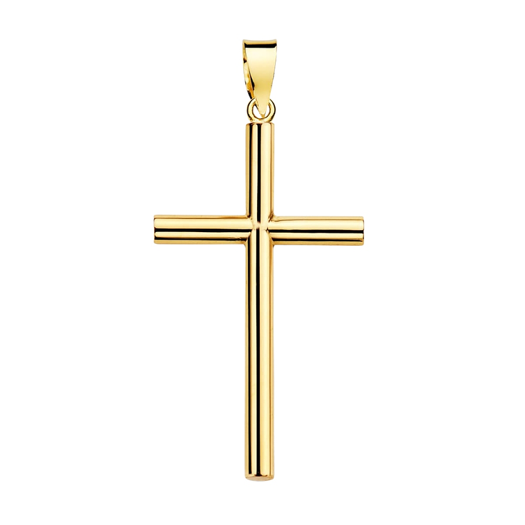 Cruz Oro amarillo 18k liso tubo hueco  1
