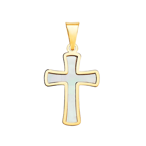 Cruz Oro amarillo 18k con nacar