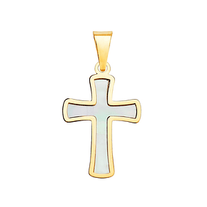 Cruz Oro amarillo 18k con nacar