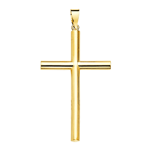 Cruz Oro amarillo 18k lisa hueca tubo