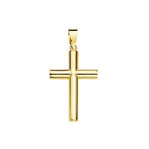 Cruz Oro amarillo 18k tubo hueco