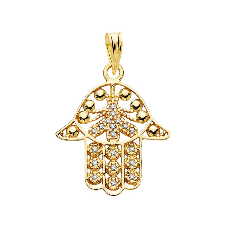 Colgante de Oro amarillo 18k mano de Fátima  1