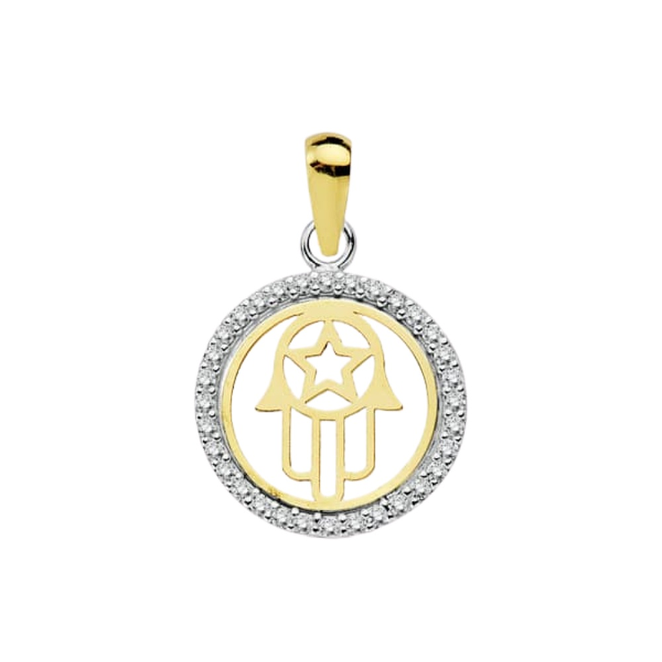 Colgante de Oro 18k bicolor mano de Fátima  1