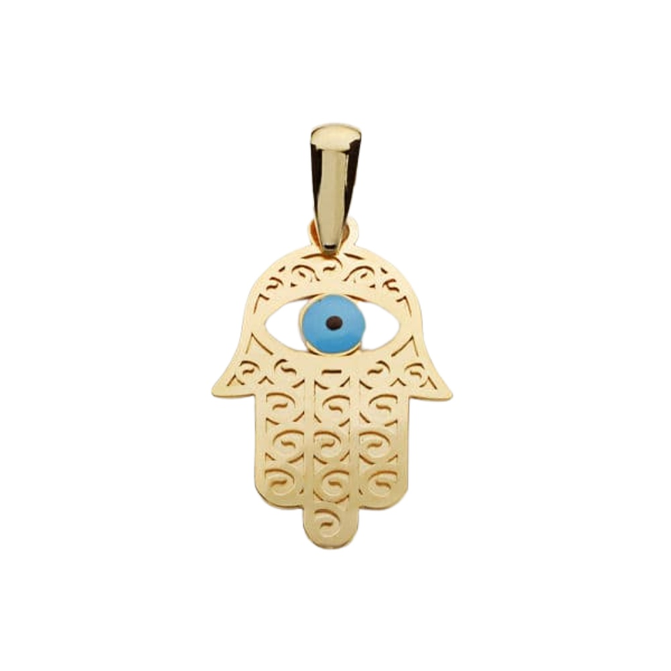 Colgante mano de Fátimo y ojo turco Oro 18k  1