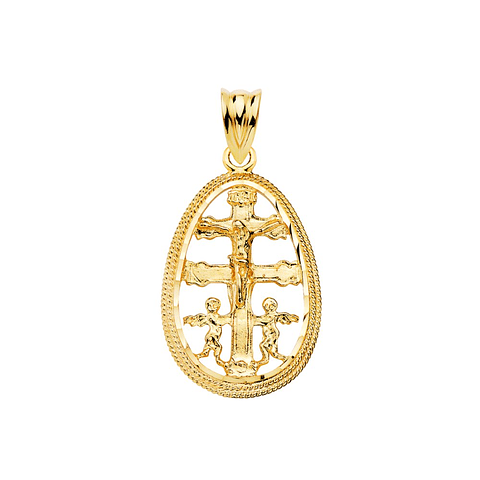 Cruz de Caravaca Oro amarillo 18k cerco oval