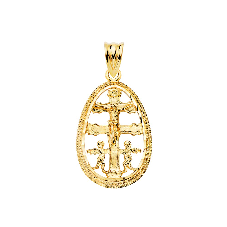Cruz de Caravaca Oro amarillo 18k cerco oval 1