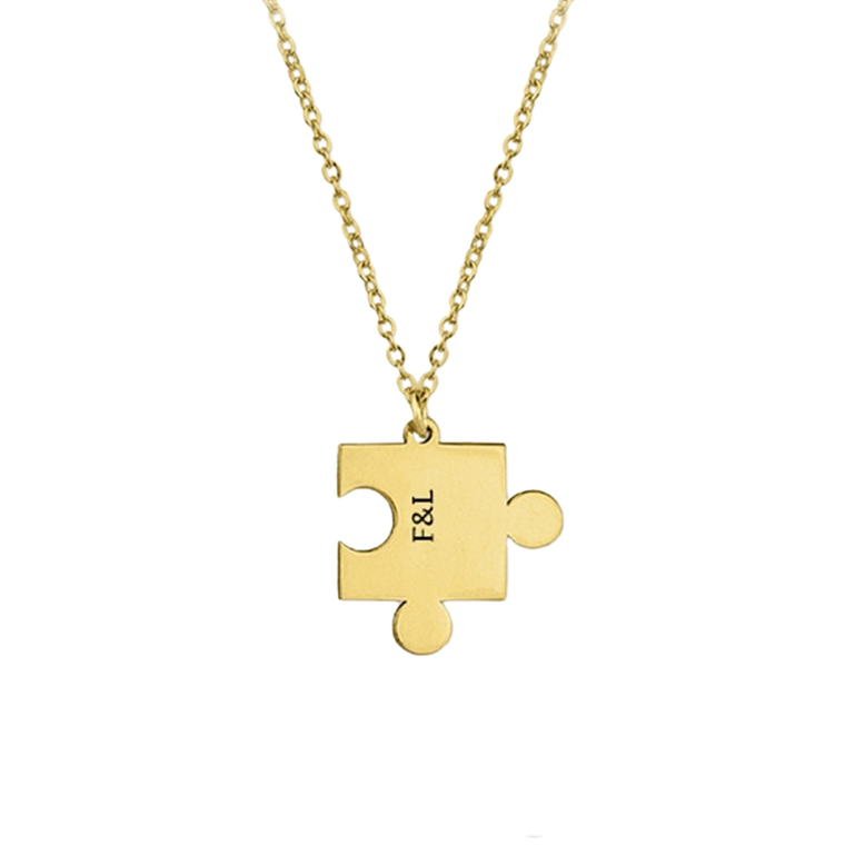 Gargantilla puzzle personalizada con baño de oro  1