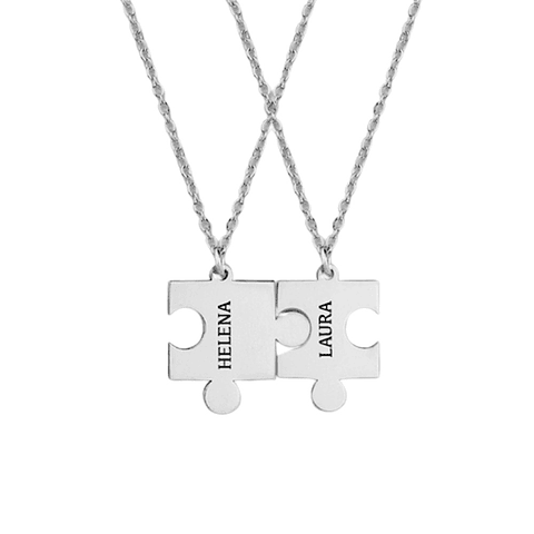 Gargantilla con forma de puzzle personalizada plata 