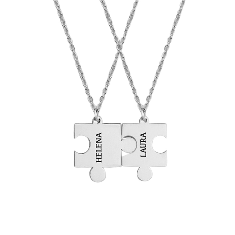 Gargantilla con forma de puzzle personalizada plata  1