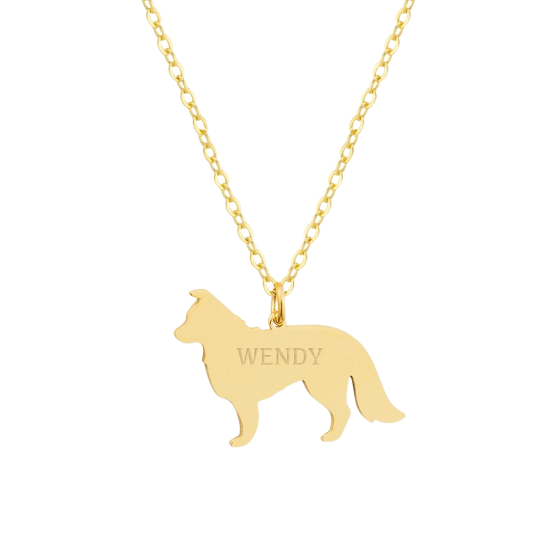 Gargantilla de perro border collie personalizada con baño de oro  1