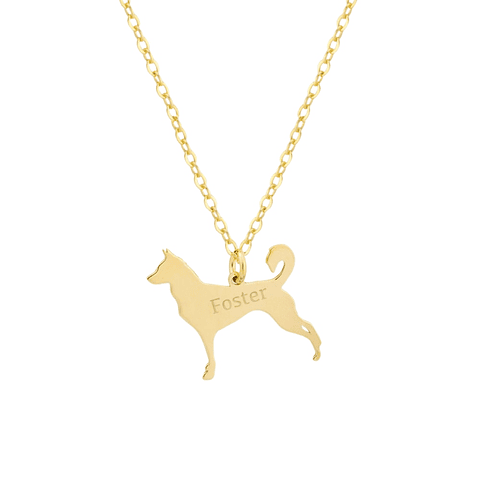 Gargantilla de perro husky siberiano personalizada con baño de oro 