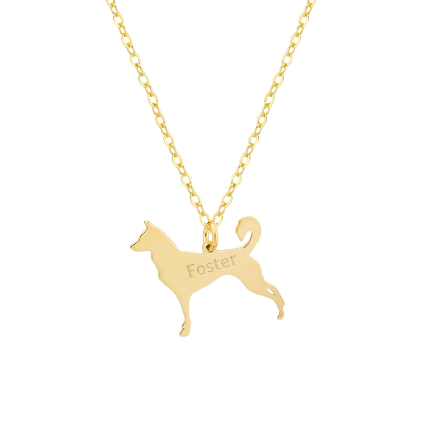 Gargantilla de perro husky siberiano personalizada con baño de oro  1