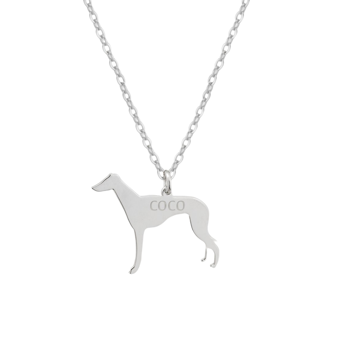 Gargantilla de perro galgo personalizada plata 1