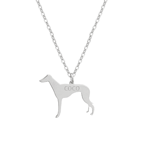 Gargantilla de perro galgo personalizada plata