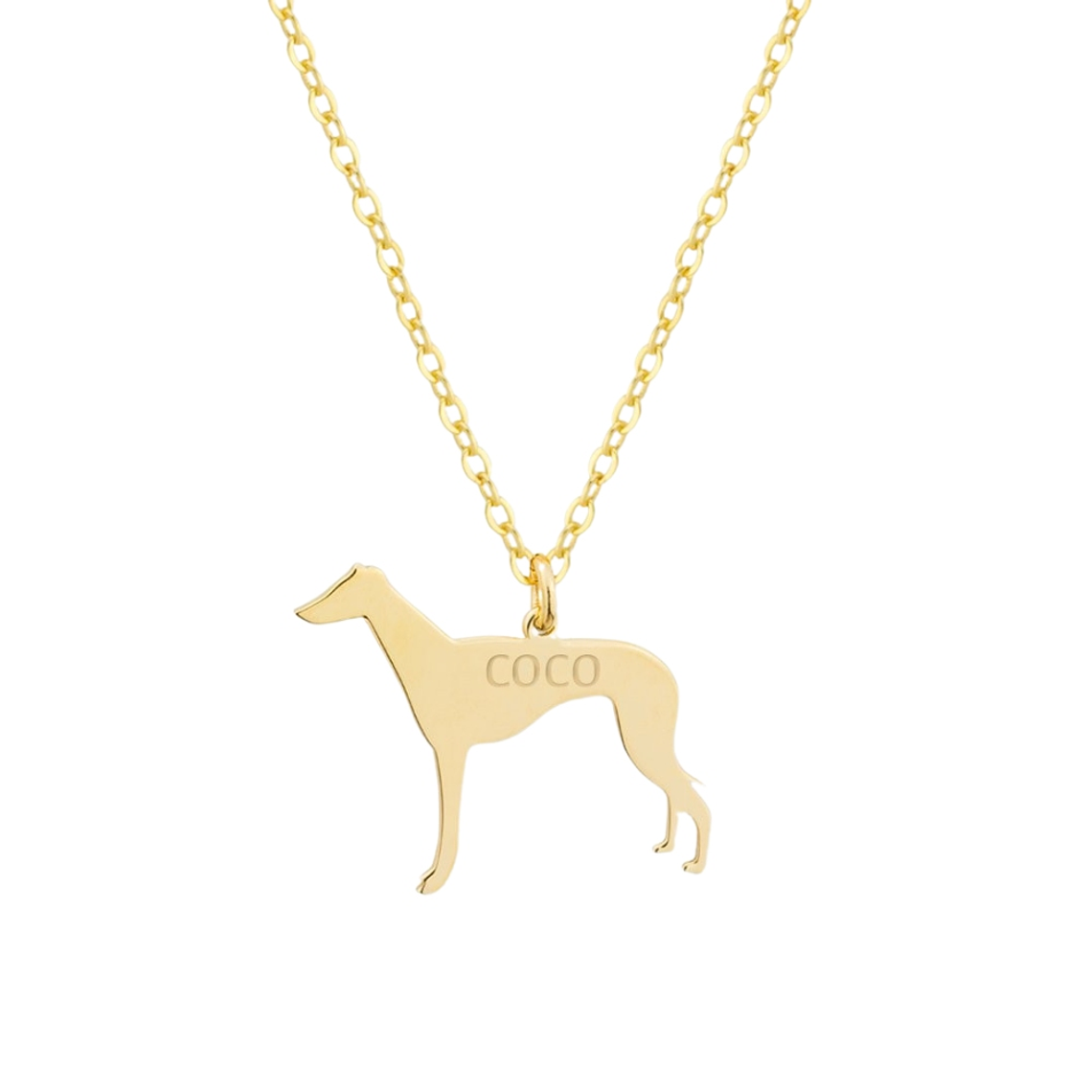 Gargantilla de perro galgo personalizada plata con baño de oro  1