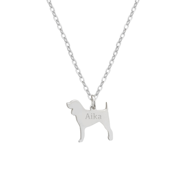 Gargantilla de perro beagle personalizada plata 1