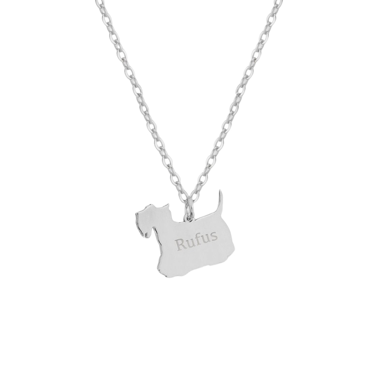 Gargantilla de perro schnauzer personalizada plata 1