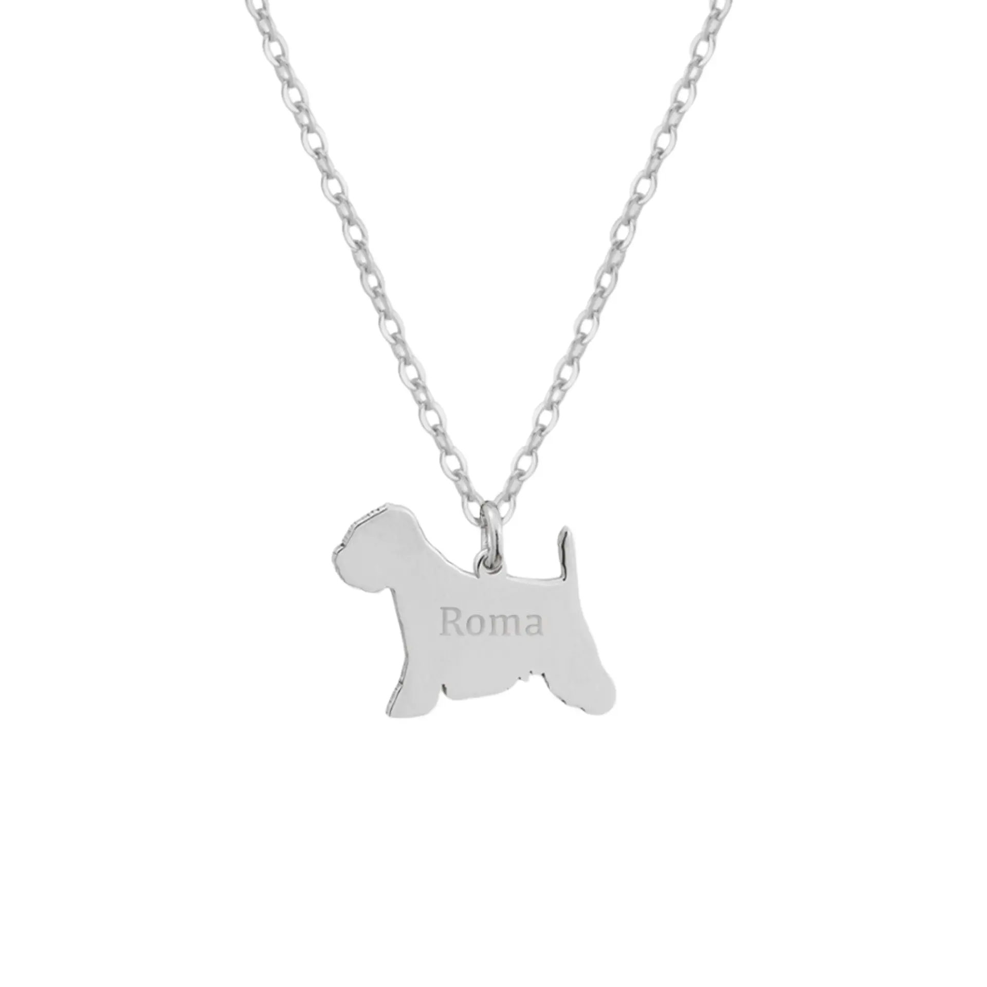 Gargantilla de perro terrier personalizada plata 1
