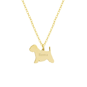 Gargantilla de perro terrier personalizada plata con baño de oro 
