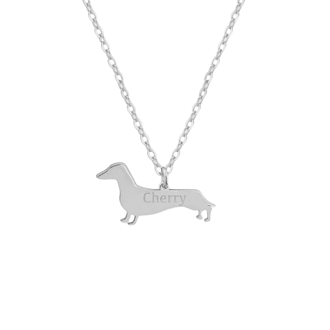 Gargantilla de perro dachshund teckel personalizada plata 