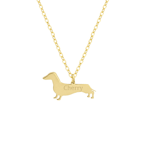 Gargantilla de perro dachshund teckel personalizada plata con baño de oro 