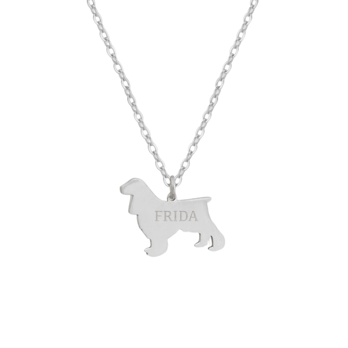 Gargantilla de perro cocker personalizada plata 1