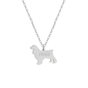 Gargantilla de perro cocker personalizada plata