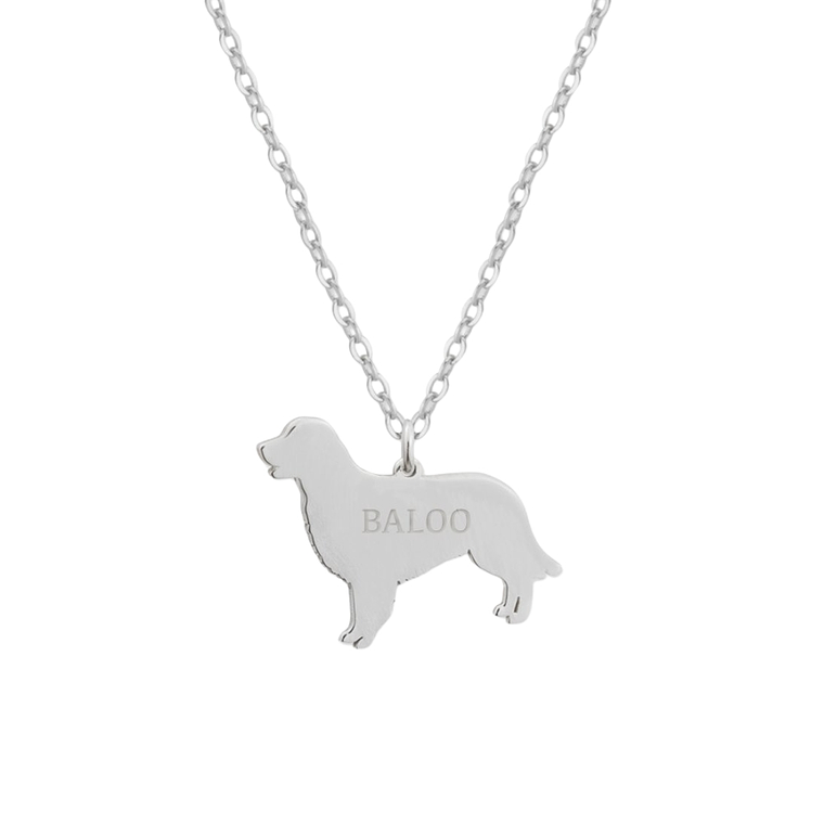 Gargantilla de perro golden retriever personalizada plata 1