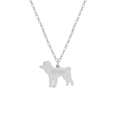Gargantilla de perro caniche personalizada plata