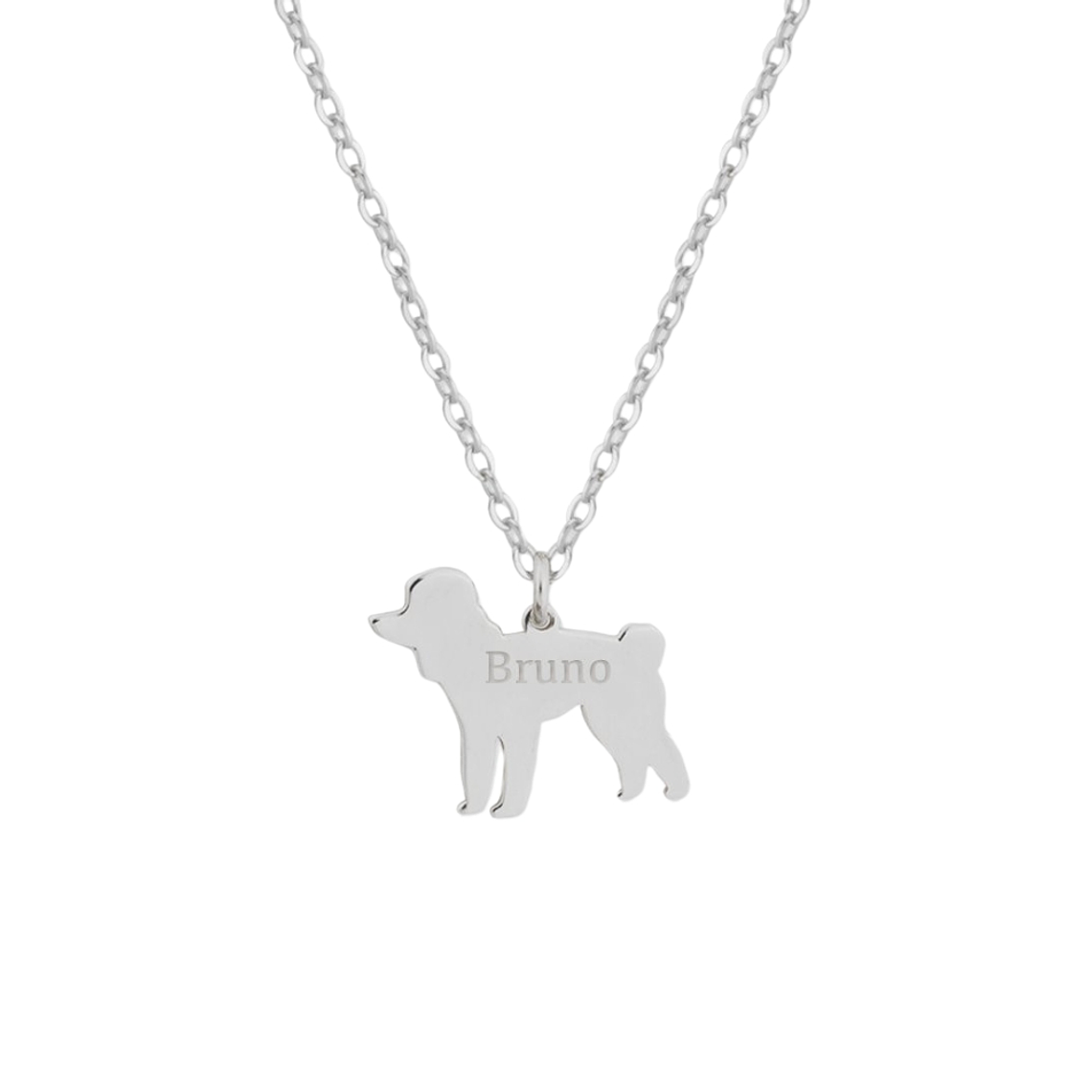Gargantilla de perro caniche personalizada plata 1
