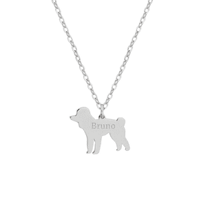 Gargantilla de perro caniche personalizada plata