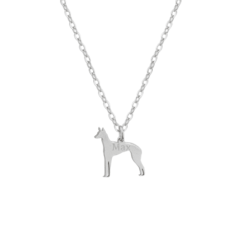 Gargantilla de perro podenco personalizada plata