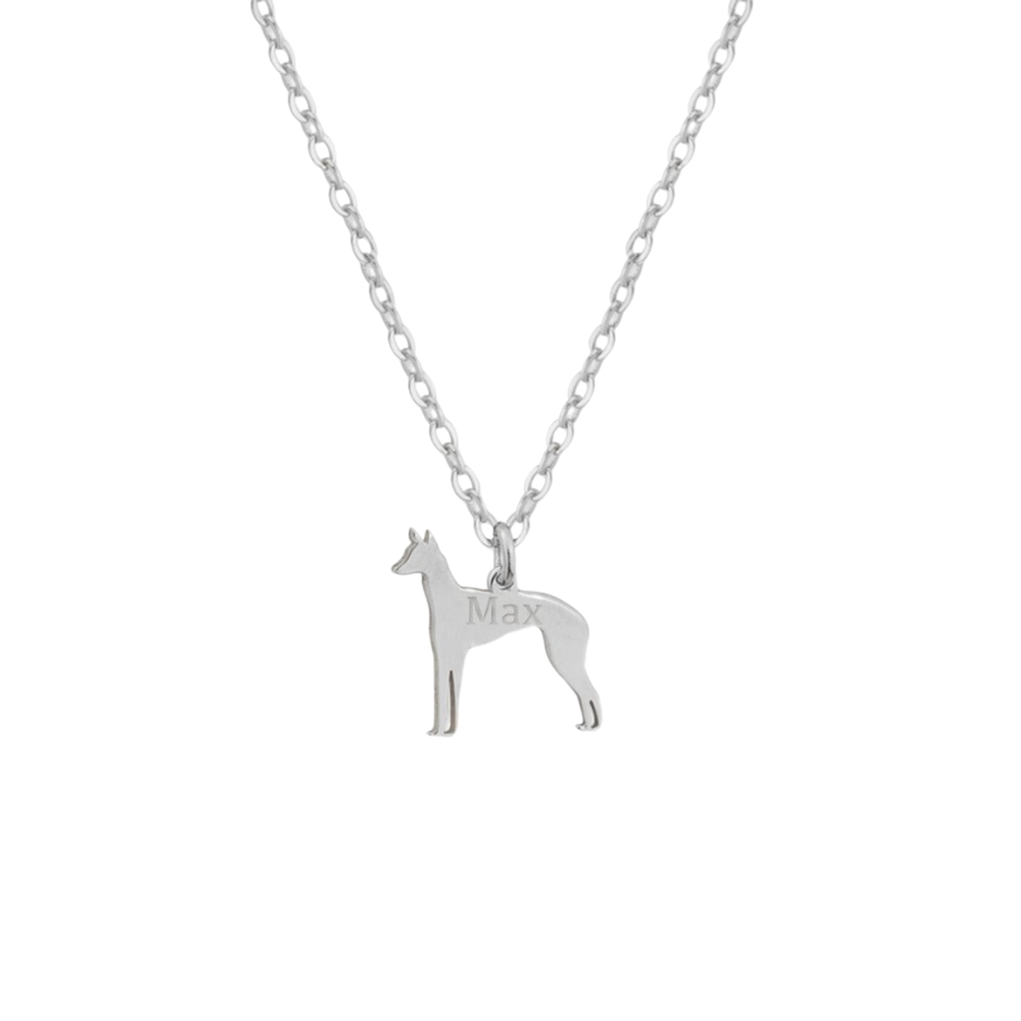 Gargantilla de perro podenco personalizada plata 1