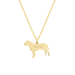Gargantilla de perro pitbull personalizada plata con baño de oro