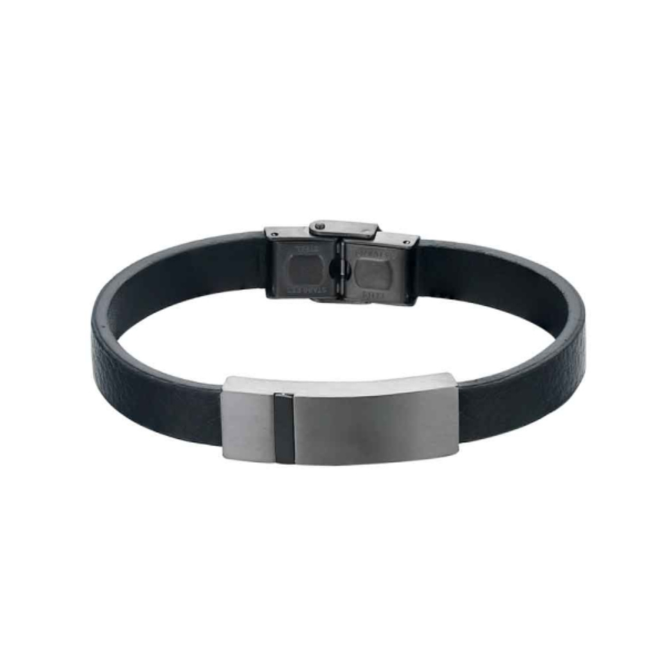 Pulsera de hombre cuero negro 1
