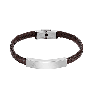 Pulsera de caballero piel trenzada y placa de acero