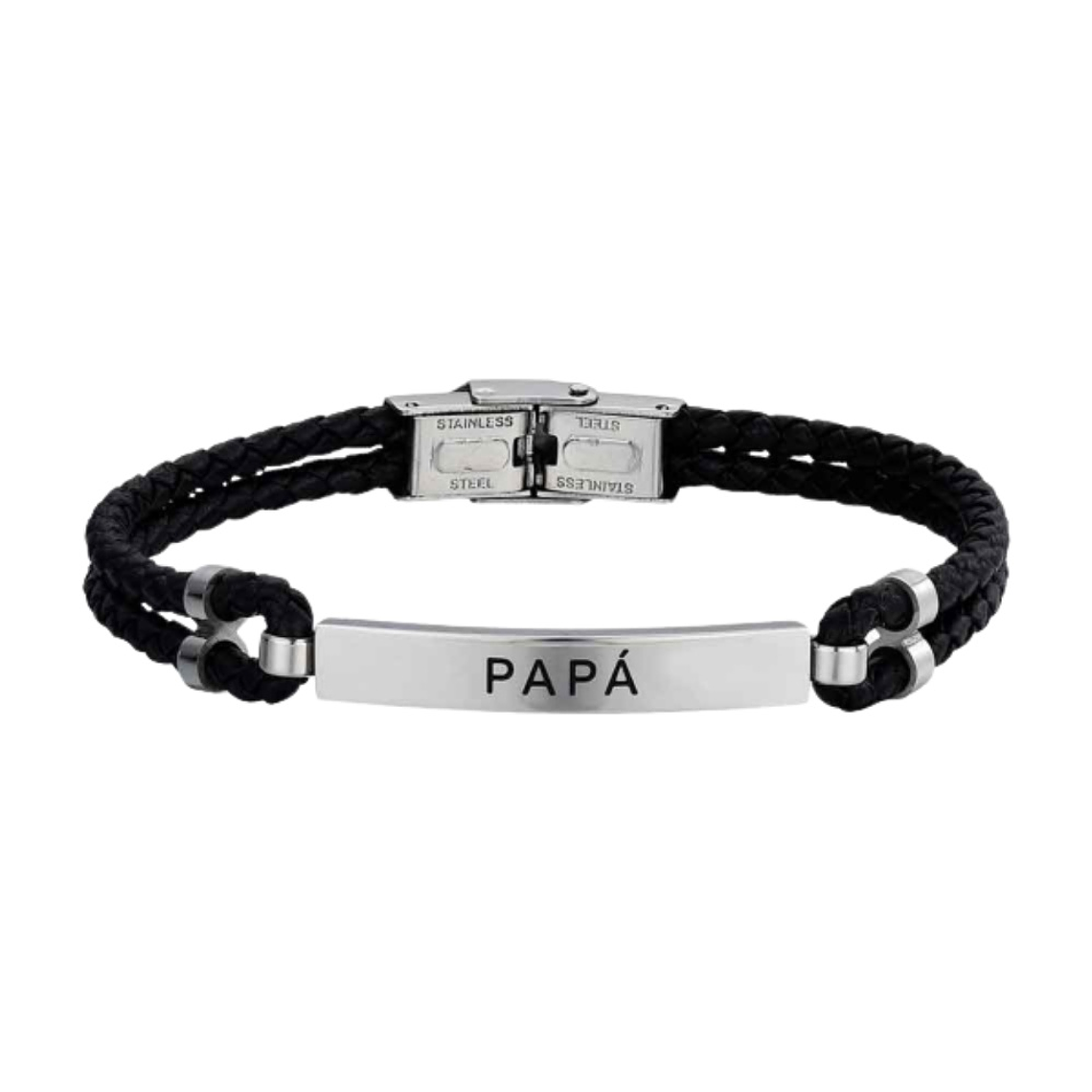 Pulsera de papá personalizada cuero trenzado doble 2