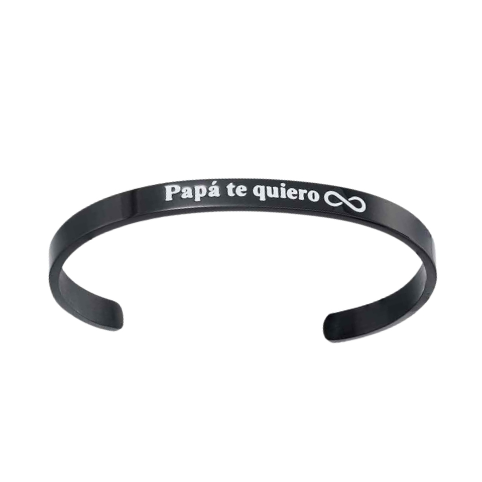 Pulsera papá personalizable de acero negro 2