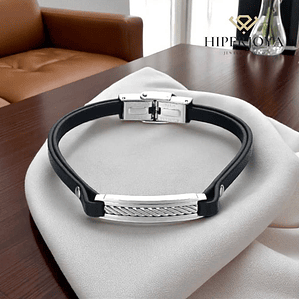 Pulsera de caballero cuero negro