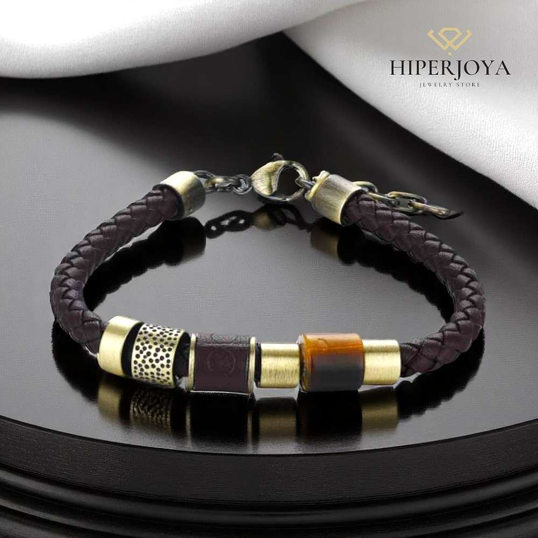 Pulsera de caballero cuero trenzado 4