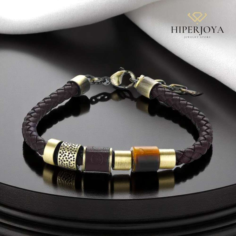 Pulsera de caballero cuero trenzado 4