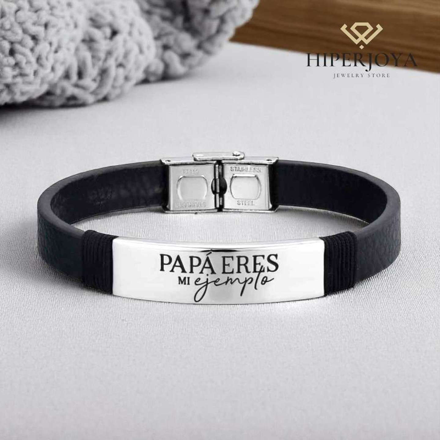 Pulsera de acero caballero personalizada  3