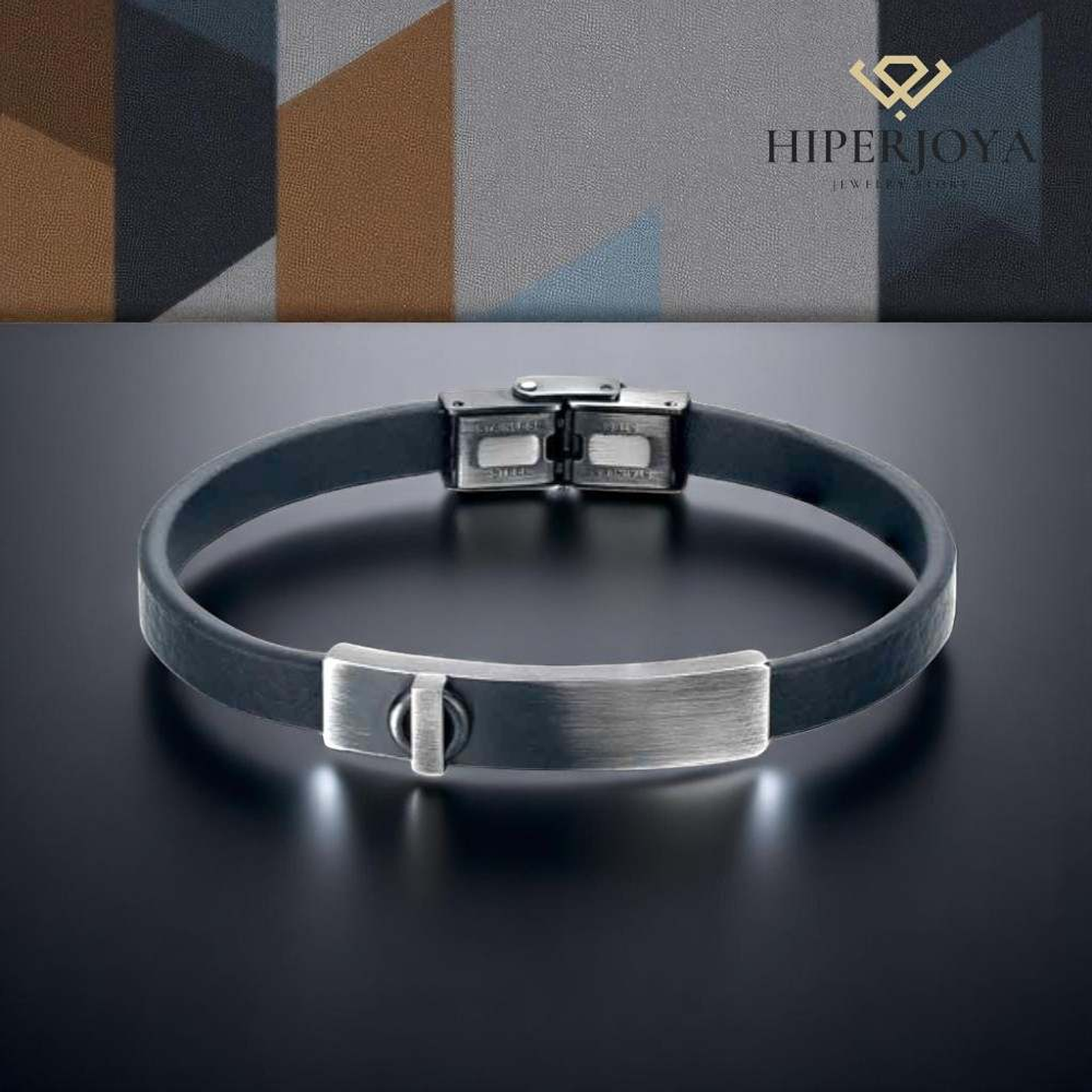 Pulsera para caballero cuero negro 4