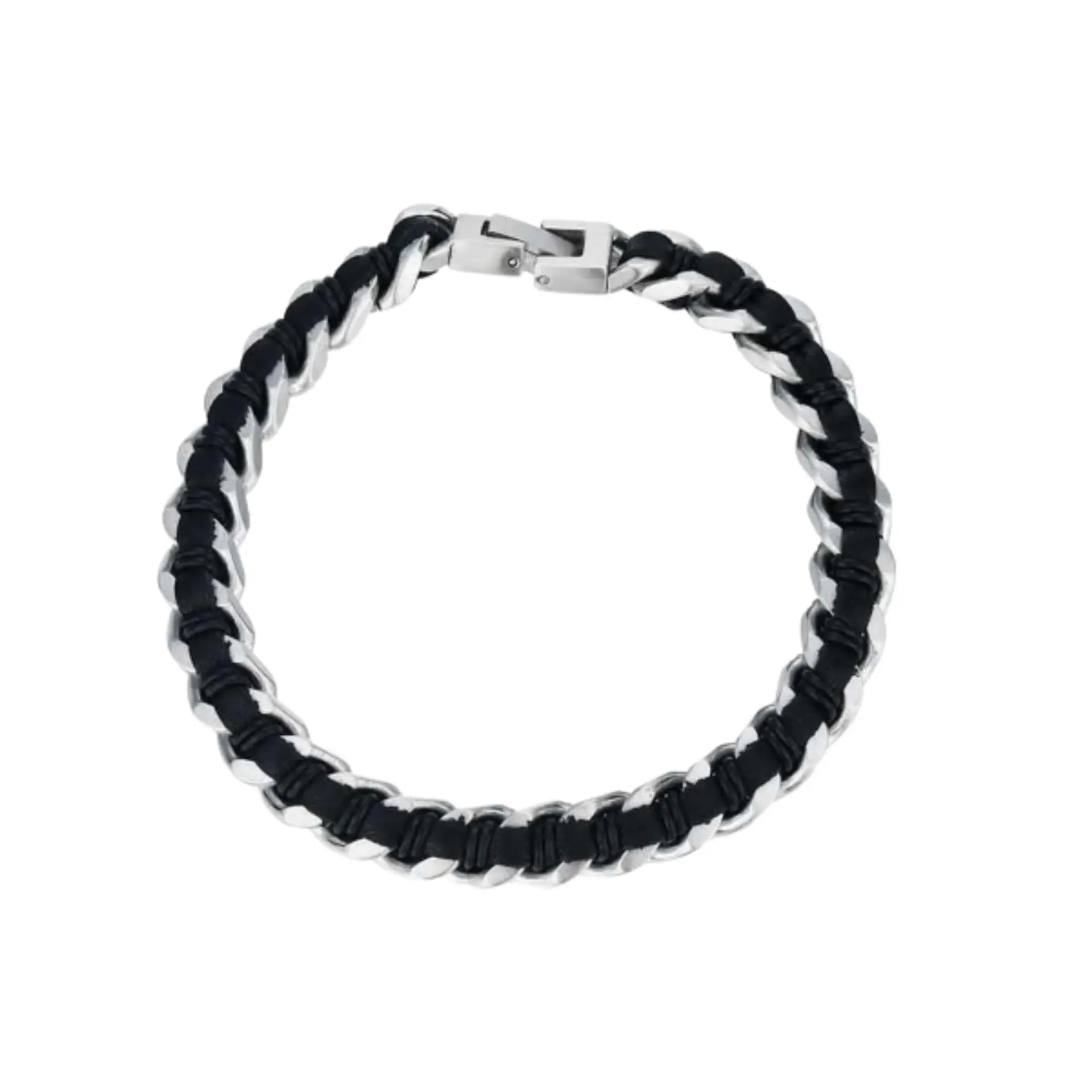 Pulsera de caballero con acero y cuero  1