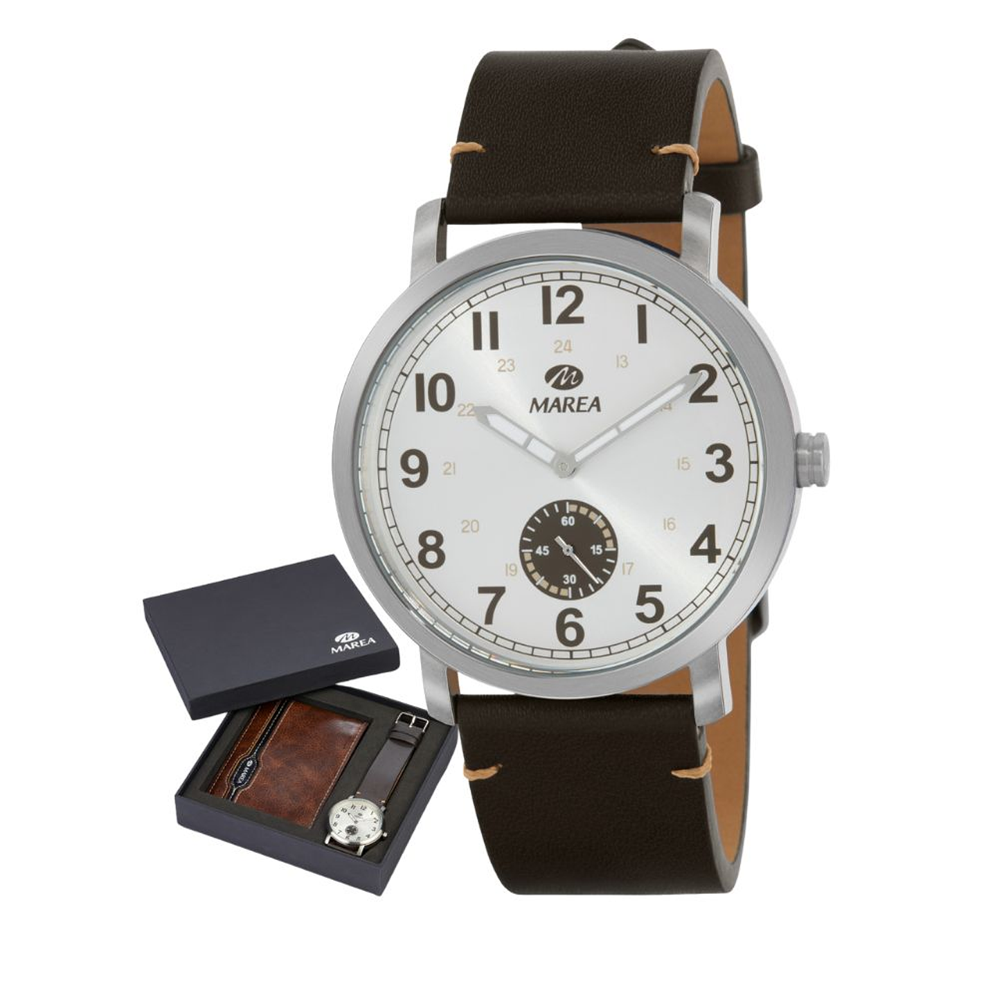 Reloj marrón tres agujas más cartera  1