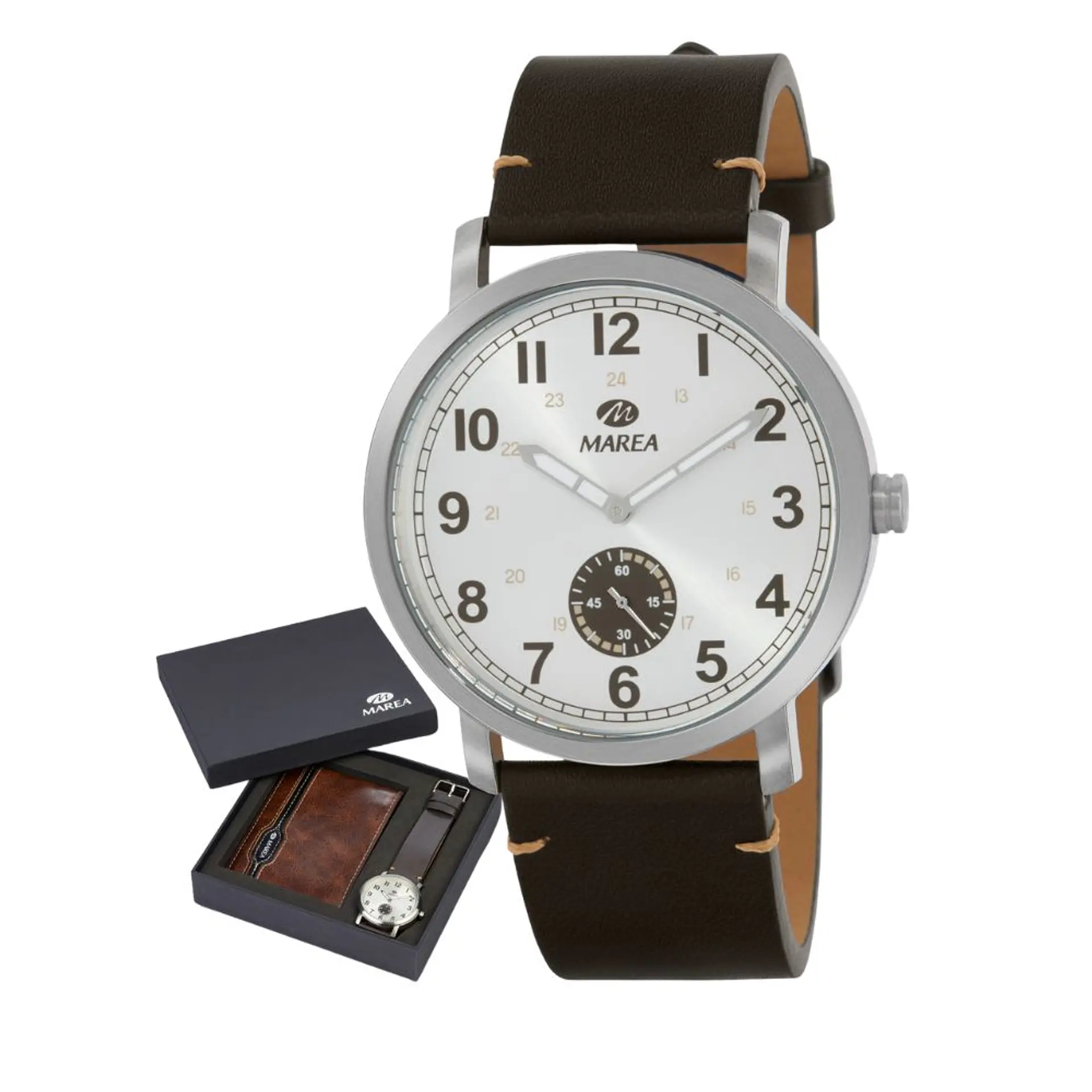 Reloj marrón tres agujas más cartera  1
