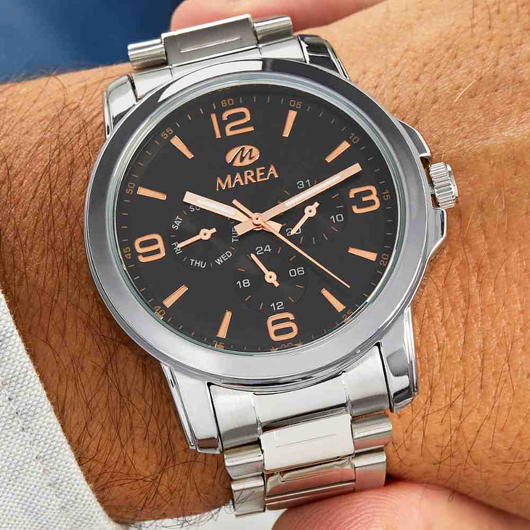 Reloj de acero tres agujas multifunción  3