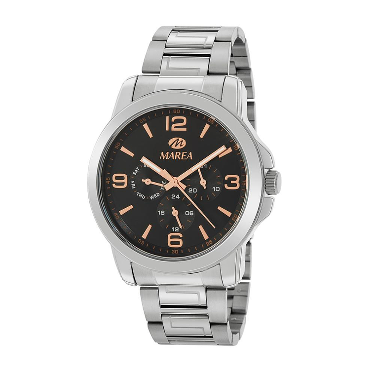 Reloj de acero tres agujas multifunción  1