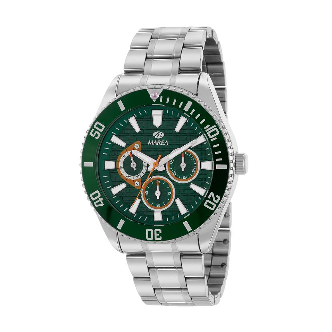 Reloj verde multifunción acero  2